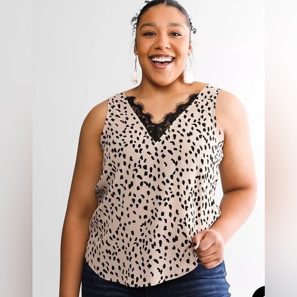 Daytrip Woven Print Tank Top Size Small Sleeveless V-Neck Lightweight Blouse - Picture 1 of 6